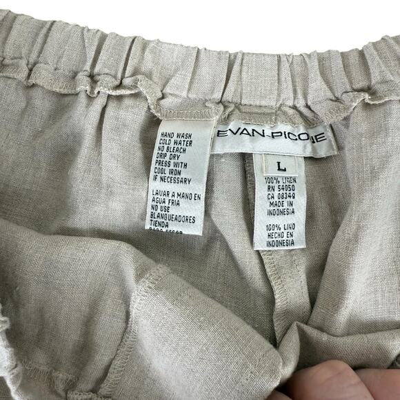 Evan Picone Women Wide Leg Pants Size Large 100% Linen Beach Travel Vacation - Picture 4 of 4